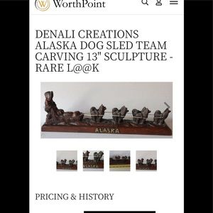 ALASKA DENALI CREATIONS, 13” Sculpture Creation of Dog Sled!  🐾